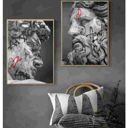Greek Statue Plaster Sculpture Posters and Prints Artwork David black and Graffiti Art Canvas Wall PaintingPictures Room Decor