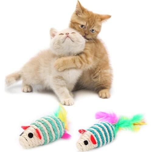 10PCS Cat Toy Creative Natural Sisal Cat Teething Toy Pet Toy Kitten Teaser Toy for Pet