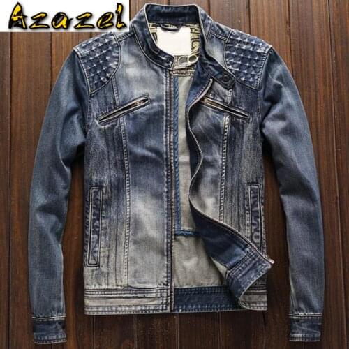 Personality Biker Denim Jacket Youth Mens Plus Size XXXL European Trending Motorcycle Mens Jeans Jackets Overcoats New A204