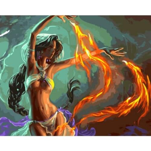 Painting By Numbers DIY Dropshipping Dancing Flame Girl Figure DIY Decor Posters and Prints Modern Living room Artwork Picture