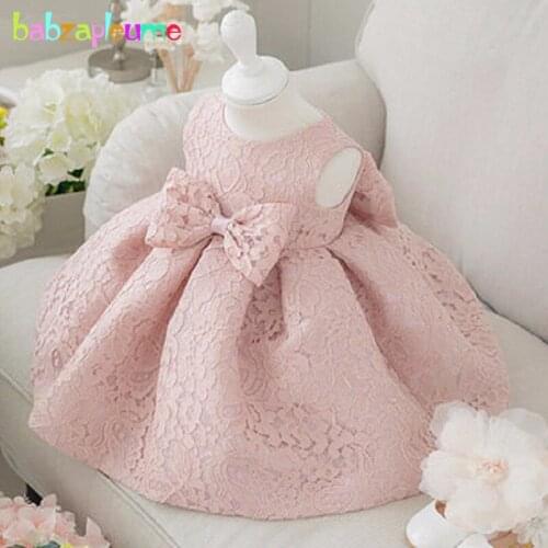 Babzapleume korean summer baby girls party dresses wedding lace bow 1st birthday infant princess dress children clothing BC1495