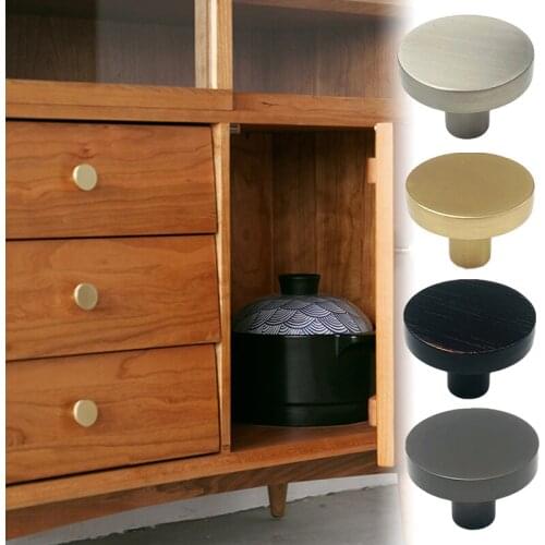 Round Brass Dresser Knobs Drawer Pulls Handles Cabinet Door Knob Handle Simple Gold Kitchen Hardware Pull Furniture Handles