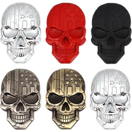 3D Metal Car Stickers Skull Head Emblem Badge Decals for The Punisher BMW Audi Ford Focus Chevrolet Honda Hyundai Nissan Mazda