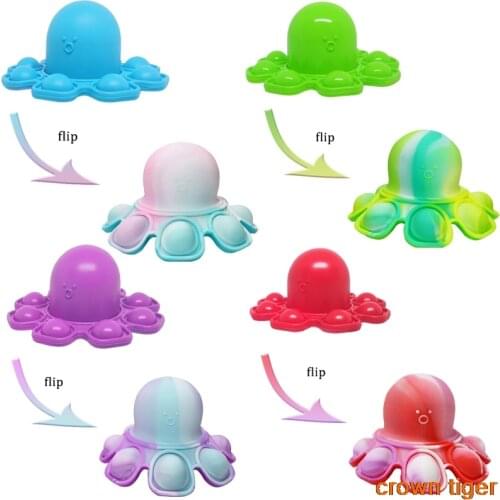 Mini Flip octopus pops bubble its fidget toy simple dimple keychain anxiety sensory anti stress releif for autism adhd adults