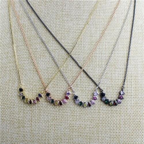 5pcs/lot Fashion beautiful cz necklace, rainbow charm ladies necklace, cz charm pendant accessories jewelry