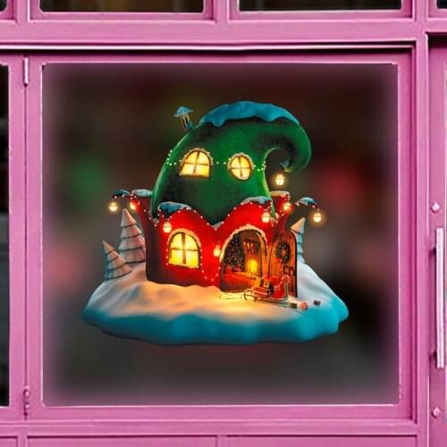Cartoon Fairy Hat Christmas Decoration Lovely House Window Sticker Art PVC Vinyl Wall Decals Fashion New Year Home Decor