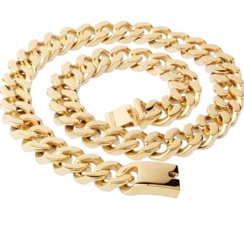 20mm 7-40" Huge New Arrive Stainless Steel Cold Smooth Buckle Punk Cuban Curb Link Chain Mens Boys Necklace Or Bracelet Jewelry