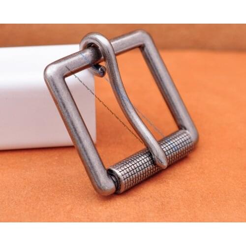 Mens Heavy Duty Solid Antique Silver End Bar Roller Buckle Rectangle Single Pin Leather Belt Buckle Fit 40mm Belt Strap