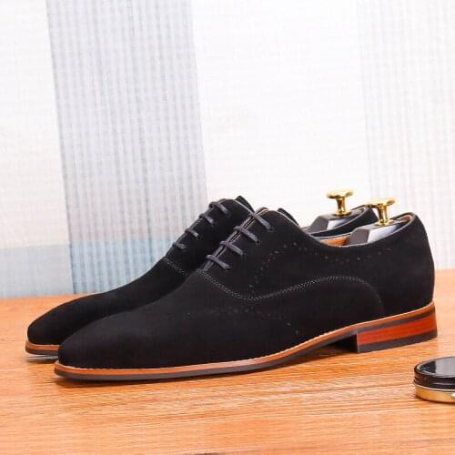 2021 Winter Brand Flat Men Wedding Groom Luxury Leather Suede Handmade Lace Up Green Black Oxford Shoes British Business Suit