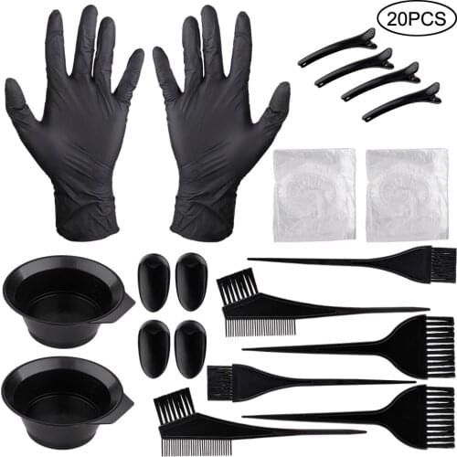 22Pcs Hair Dye Coloring Kit Hair Tinting Bowl Dye Brush Ear Cover Gloves for DIY Salon Hair Bleaching Hair Dye Tools