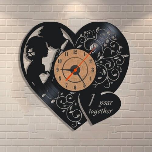 Usb Black Modern Design Wall Clock Retro Vinyl Record Wall Clock Heart Home Wall Clock 3D Diy Acrylic Mirror Stickers For Home