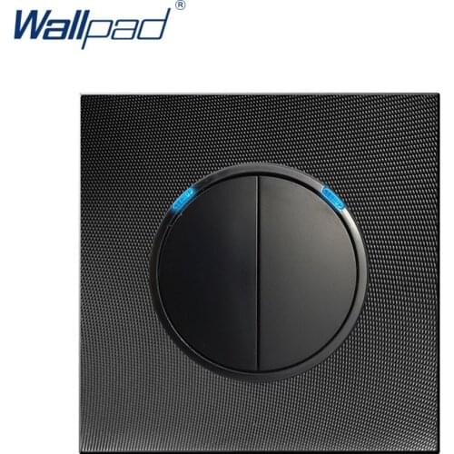 2 Gang 2 Way EU Standard Wallpad Random Click Push Button Wall Light Switch With LED Indicator Aluminum Metal Panel