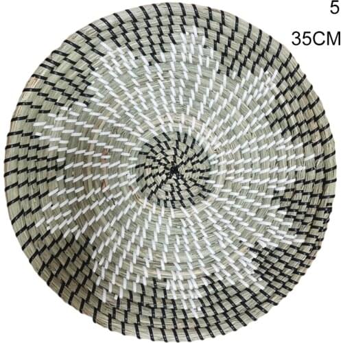 Newly Round Woven Basket Wall Art Hanging Decoration Multipurpose Desktop Storage Tool for Home Kitchen Living Room