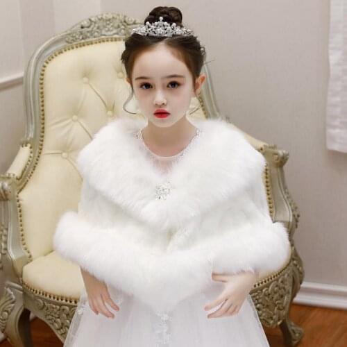 New Baby Girls Winter Thick Fashion Faux Fur Brand Fur Coat For Girls Formal Soft Party Coat Kids Wedding Outwear