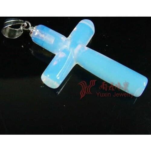 2020 New Arrival !! Beautiful Fashion Natural Opal Cross Pendants Charms Stone for Necklace Making Jewelry Pendant Classic Cross