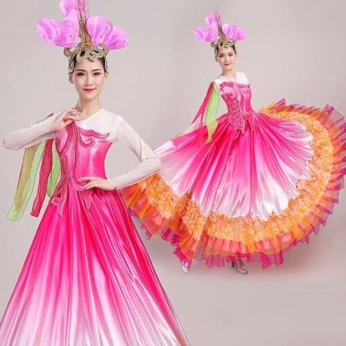 New Flamenco Dance Costumes Female Adult Long Sleeve Big Swing Ballroom Dance Performance Dress Spanish Bullfight Clothes VO1048