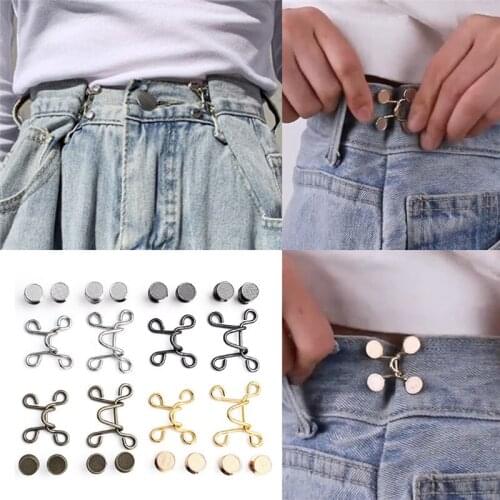 1Set Waist Button Metal Garment Hooks Jeans Waist Adjusting Buckle Removable Rivet Button DIY Invisible Adjust Button 25mm 32mm