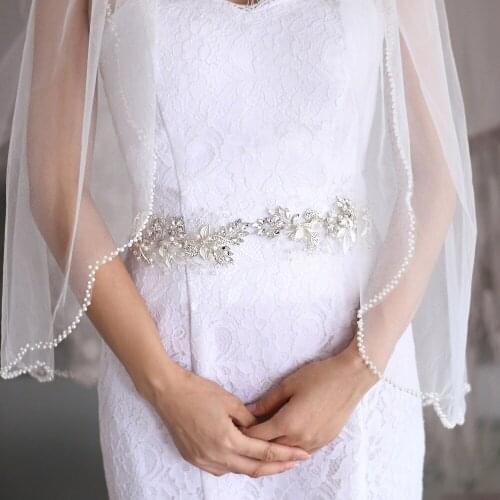TRiXY SH272 Wedding Dress Belt Flower Belts for Bride Fancy Belts for Wedding Dress Women Ivory Bridal Belt Wedding Sash Belts