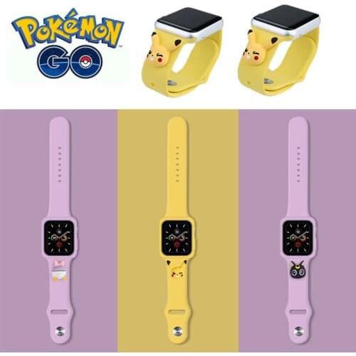 Pokemon Pikachu Silicone Strap for Apple Watch Band 38/42/40/44mm Rubber Watchband Smartwatch Bracelet IWatch Serie 3 4 5 6 Band