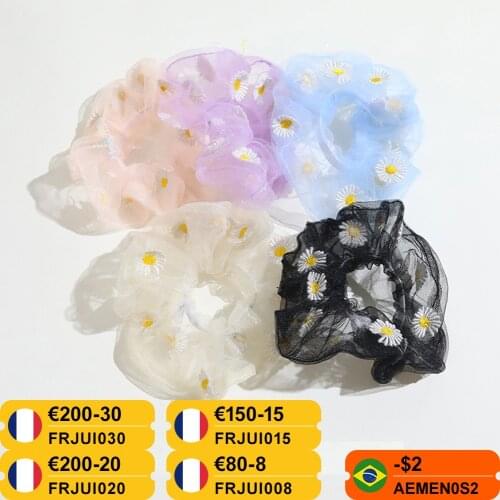 Multi-color Hair Rope Ponytail Holder Girls Elastic Hair Band Mesh Chiffon Flower Women Scrunchies Headband Headwear