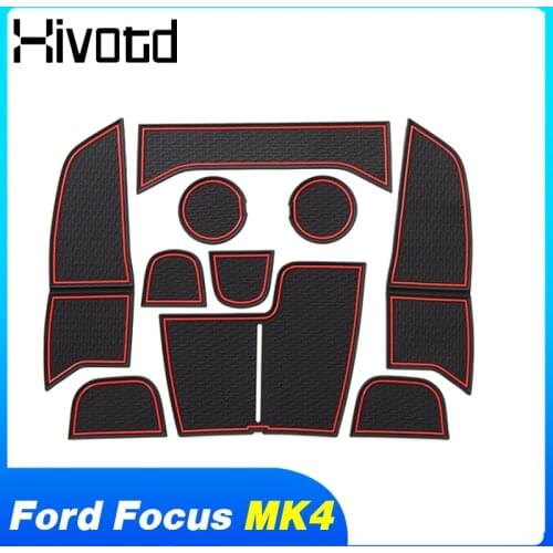 Rubber Car Door Groove Mat Anti-Slip Mats Interior Decoration Gate Slot Pad For Ford Focus Mk4 ST Line 2019 2020 Accessories