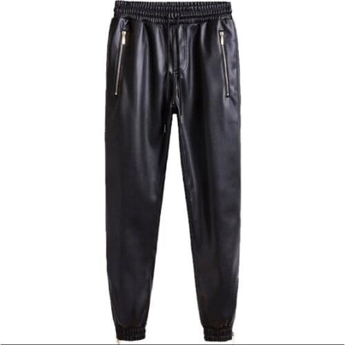 S~5XL ! Autumn winter loose leather trousers fashionable new mens locomotive motorcycle Hip Hop plus size Leather pants