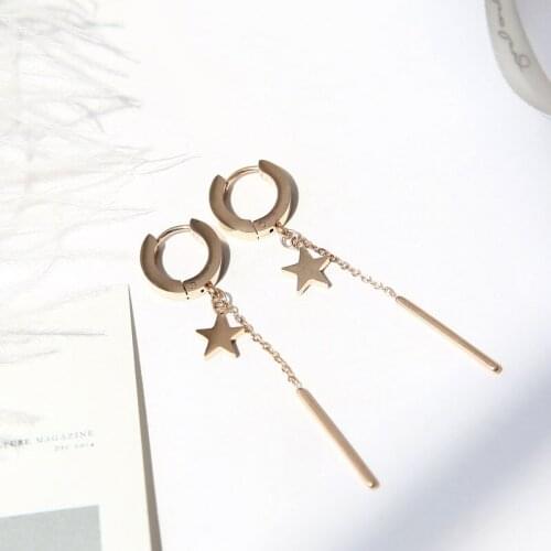 YUN RUO 2020 Elegant Star Hoop Earring Woman Rose Gold Color Titanium Steel Jewelry Girl Gift Party Never Fade Wholesale