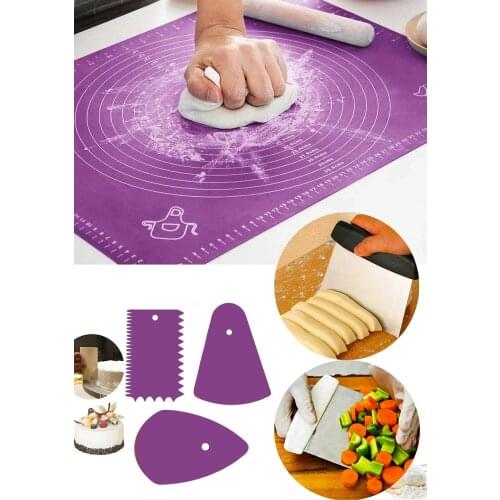 Silicone non-stick dough mat Stainless Steel Metal Griddle Scraper Chopper Dough Cake Cutter Slicer Spatula cake decoration set