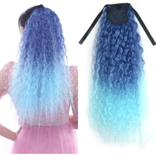 Synthetic Curly Ponytail Natural Ombre Hair 7 Colors Synthetic Hairpiece For African Afro Women Fake Clip In Hair Extension