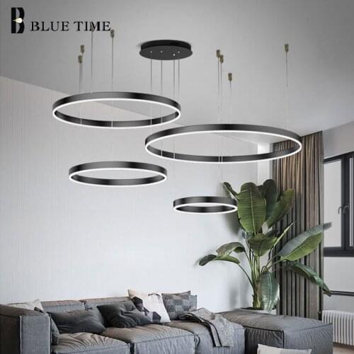 Black&Gold&Coffee Modern Led Home Pendant Light For Living room Bedroom Dining room Ring Pendant Lamp Acrylic Lighting Lumaires