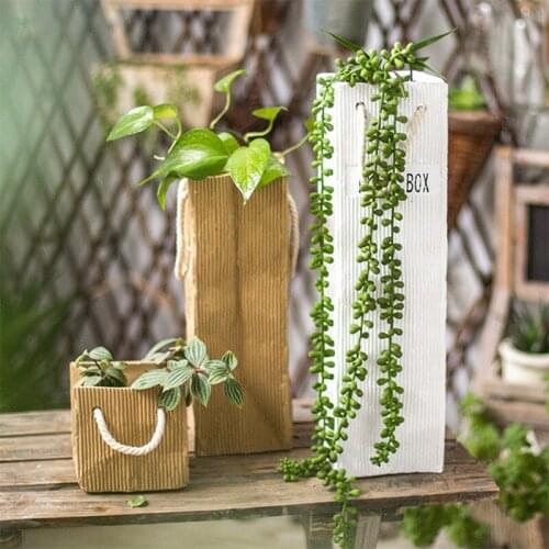 Home Decor Kraft Paper Bag Pottery Flower Pots Vase Basket Gardening Garden Decoration Creative Home Furnishing Personality