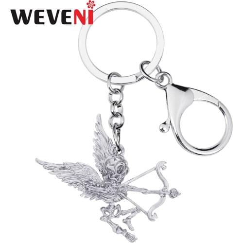 WEVENI Halloween Antique Gold Plated Skull Keychains Skeleton Keyring Jewelry For Women Kids Men Classic Gift Bag Accessories