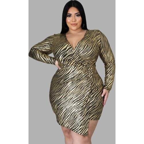 Plus Size Clothing 6XL Party Mini Dresses Striped Elegant Vintage Dress Irregular Hem Bodycon Dress Wholesale Dropshipping