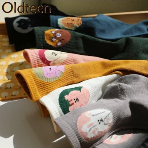 Women Socks Cartoon Cat Dog Animal Kawaii Funny Cute Personality Ins Tide Cotton Crew Long Socks Warm Soft Trend Fashion Style