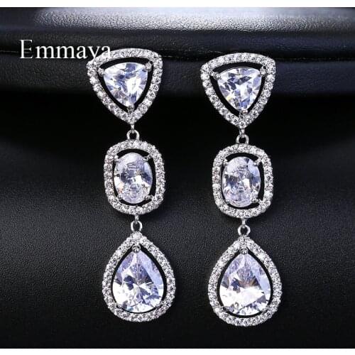 Emmaya New Hot Fashion 3 Colors Zircon Crystal Stud Earrings For Women Jewelry Wedding Gift