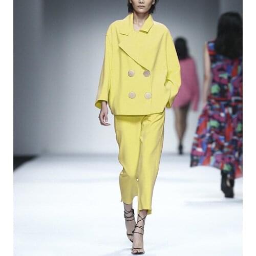 New Fashion Women Set Two Piece Pant Suits Elegant Blazer Tops Pants Runway Designer Ladies Office Work Business Wear Pantsuits