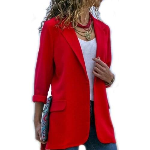 Women Solid Slim Oversized Long Blazers Jacket Coat 2020 Female Casual Elegant Work Office Lady Suit Slim Business Suit Talever