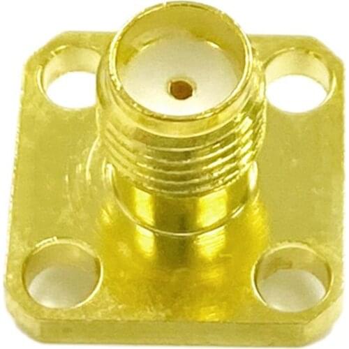 1pc SMA Female Jack RF Coax Connector solder post 4-hole panel mount Chassis Flange Goldplated Welding NEW wholesale