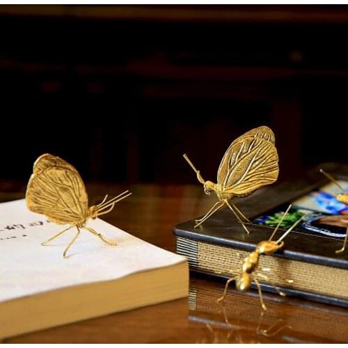1Pc Metal Copper Gold Ant Butterfly Ornament Creative Decorative Handicrafts Home Modern Art Decoration Photography Props