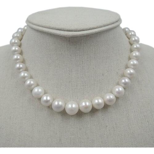 100% NATURE FRESHWATER ROUND PEARL NECKLACE-AAAA+ 12-13 mm pearl good quality