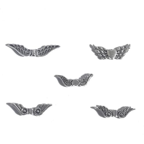 20pcs 7/8mm Tibetan Antique Silver Plated Wings Charm Pendant For DIY Bracelet Necklace Jewelry Making Findings