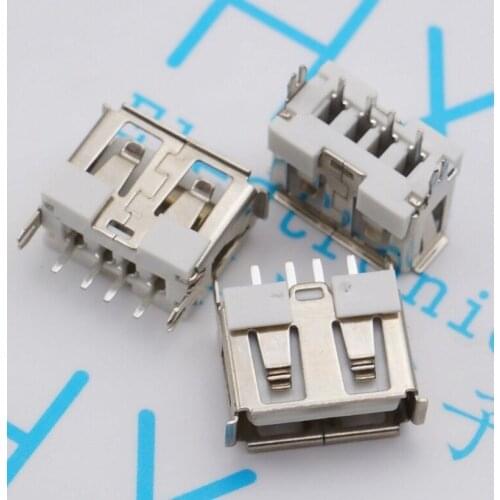 20PCS DIP USB Type A Female jack 4PIN AF 10.0 PCB Mount Socket Connector Curling Edge DIY Repair Phone Toy Parts