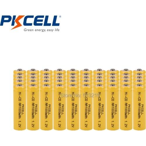 50Pcs Solar Light battery 1.2V nicd battery AA 1000mAh Rechargeable Batteries Button Top Garden Solar NiCd Light for Toy mouse