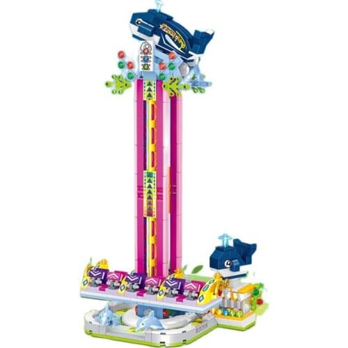 659pcs Jumping Machine Micro Building Blocks Mini Bricks Amusement Park Construction Educational Toys for Children Gift