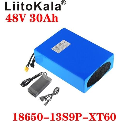 LiitoKala 48V 30ah 18650 13S9P Electric Bicycle Battery 48V 30AH 1000W Lithium Battery Built-in 20A BMS Electric Bikes Motor