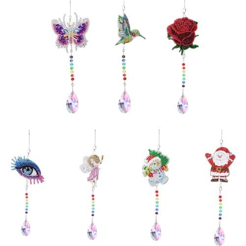 DIY Diamond Painting Acrylic Wind Chime Pendant Art Mosaic Kit Rhinestone Picture Hanging Wall Ornaments Home Decor Gifts