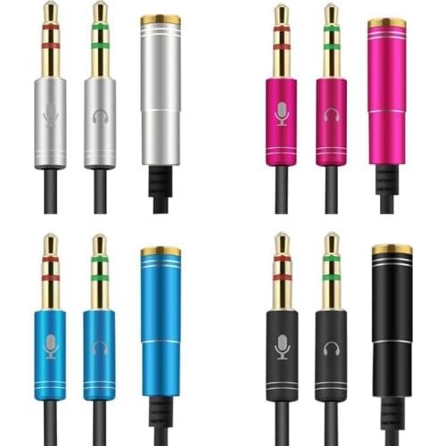 30cm Two Male and One Female 3.5mm Headset Microphone Combo Mobile Phone Headset Connected To Computer Notebook Audio Cable