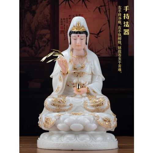 40CM Large Asia home altar shop Worship high grade jade gilding GUAN YIN PU SA BUDDHA statue family Effective protection