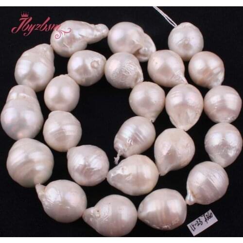 14x18mm Big Large Nearround White Freshwater Edsion Pearl Natural Stone Beads For DIY Necklace Jewelry Making 15" Free Shipping