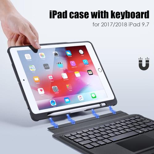 Magic Keyboard Case For 2017 iPad 5th Generation For 2018 iPad 9.7 6th Generation For Air With Bluetooth Keyboard Magnetic Cover